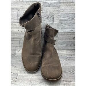 Clarks Taylor Shine Women Size 9.5M Taupe Brown Leather Suede Ankle Boots